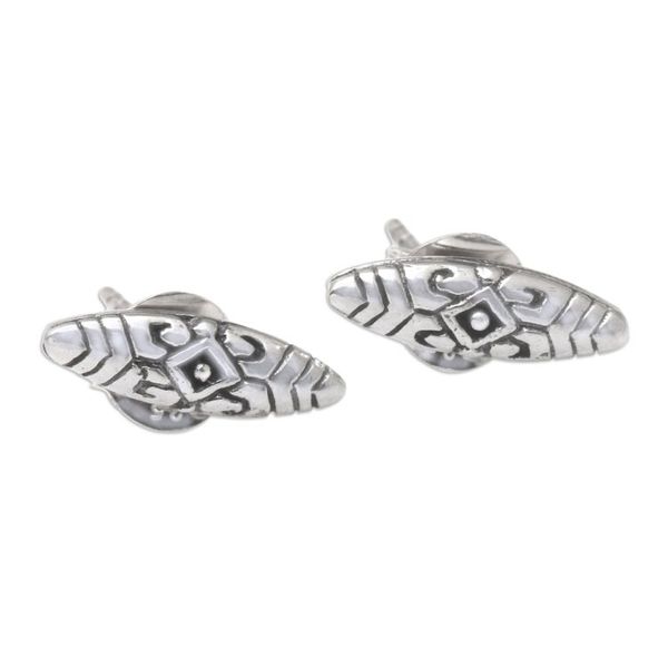 Alternate image for Hand Crafted Sterling Silver Drop Earrings Shield of Truth