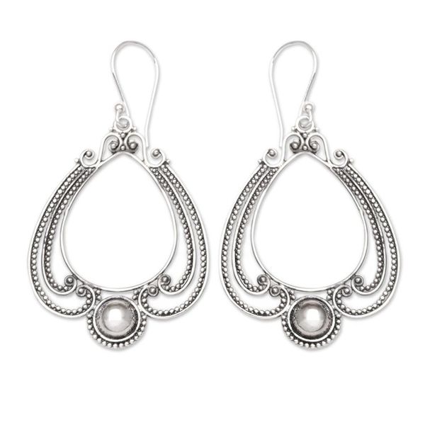 Alternate image for Handcrafted Balinese Sterling Silver Dangle Earrings Portrait Gallery