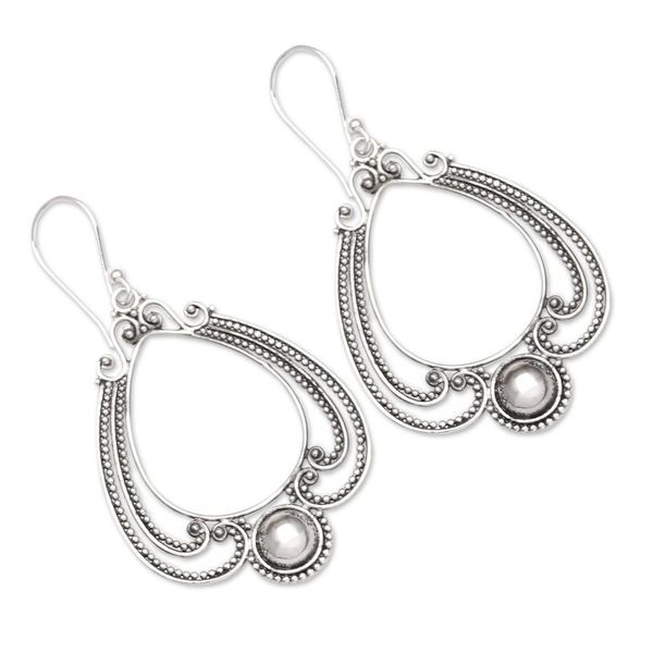 Alternate image for Handcrafted Balinese Sterling Silver Dangle Earrings Portrait Gallery