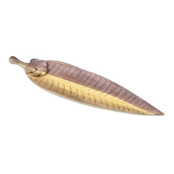 Alternate image for Hand-carved Leaf Incense Holder Made from Hibiscus Wood Jepun Leaf