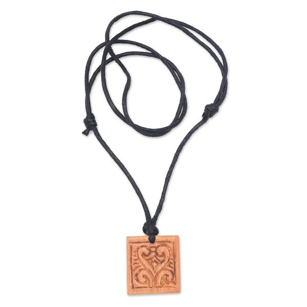 Alternate image for Mens Sawo Wood Pendant Necklace with Cotton Cord Courage Spirals