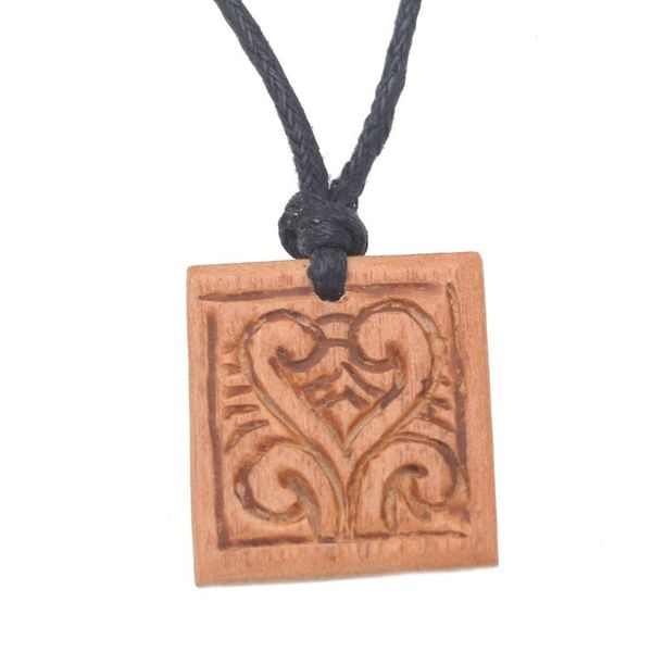 Alternate image for Mens Sawo Wood Pendant Necklace with Cotton Cord Courage Spirals