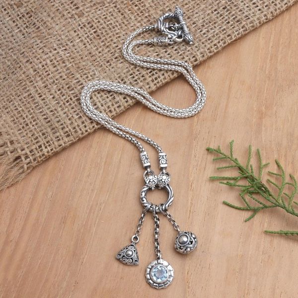 Alternate image for Sterling Silver and Blue Topaz Pendant Necklace Arctic Sun
