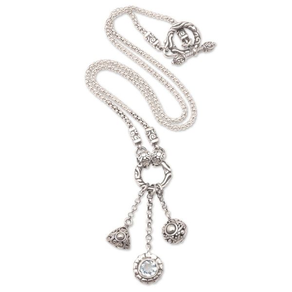 Alternate image for Sterling Silver and Blue Topaz Pendant Necklace Arctic Sun