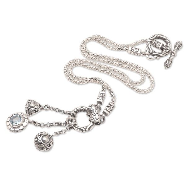 Alternate image for Sterling Silver and Blue Topaz Pendant Necklace Arctic Sun