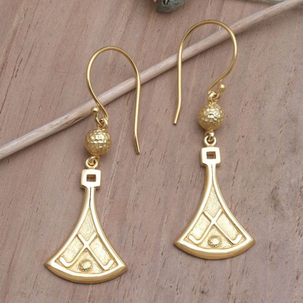 Artisan Crafted 18k Gold-Plated Earrings 'Deco Darling'