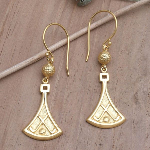 Alternate image for Artisan Crafted 18k Gold-Plated Earrings Deco Darling