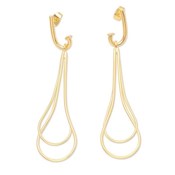 Alternate image for Handmade 18k Gold-plated Dangle Earrings from Indonesia Throw a Curve