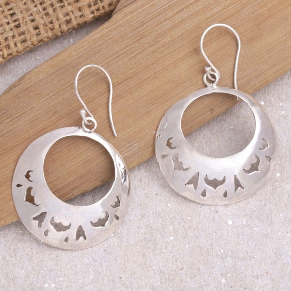 Sterling Silver Dangle Earrings Made in Bali 'Luminous Elegance'