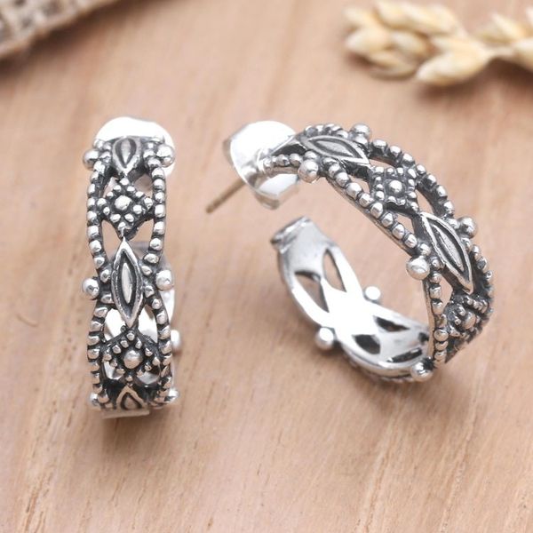 Alternate image for Handcrafted Sterling Half-Hoop Earrings Scene Stealer