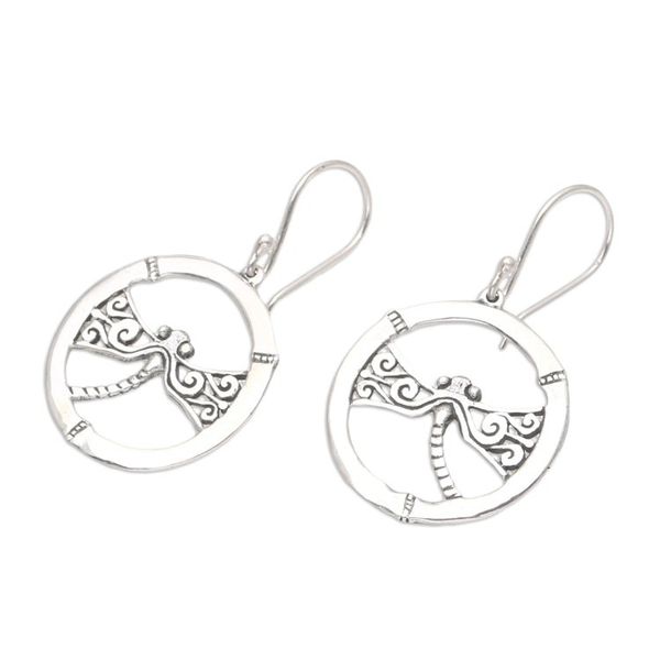 Alternate image for Sterling Silver Dangle Earrings with Dragonfly Motif Dragonfly Playground
