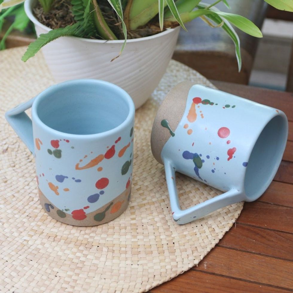 Multicolored Ceramic Mugs from Java 'Rainbow Splash'
