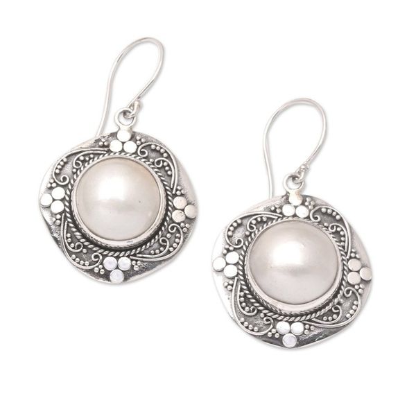 Alternate image for Sterling Silver and Cultured Pearl Dangle Earrings from Bali Around Heaven