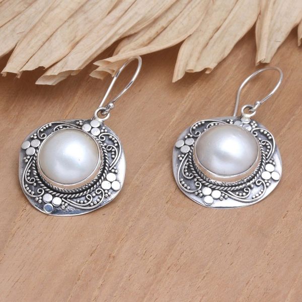 Alternate image for Sterling Silver and Cultured Pearl Dangle Earrings from Bali Around Heaven