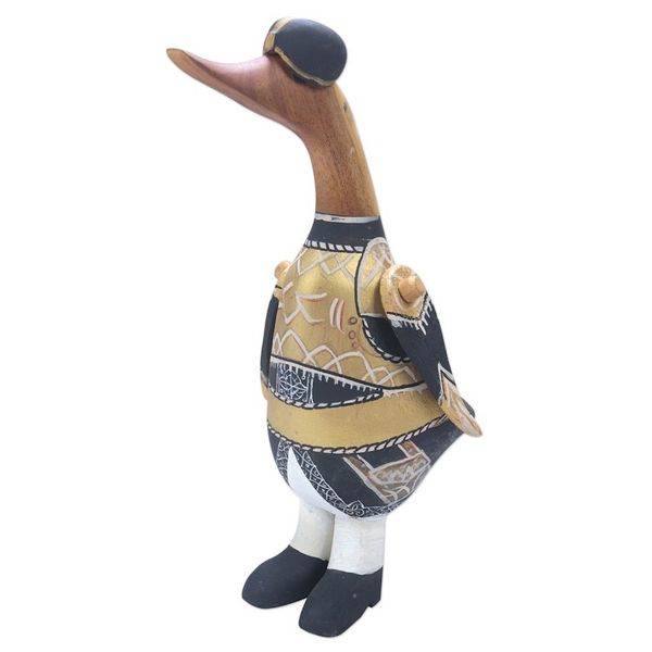 Alternate image for Bamboo and Teak Wood Duck Sculpture in Royal Garments Prince Duck