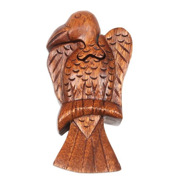 Alternate image for Bird Themed Suar Wood Puzzle Box Hand-Carved in Bali Bird of Secrets