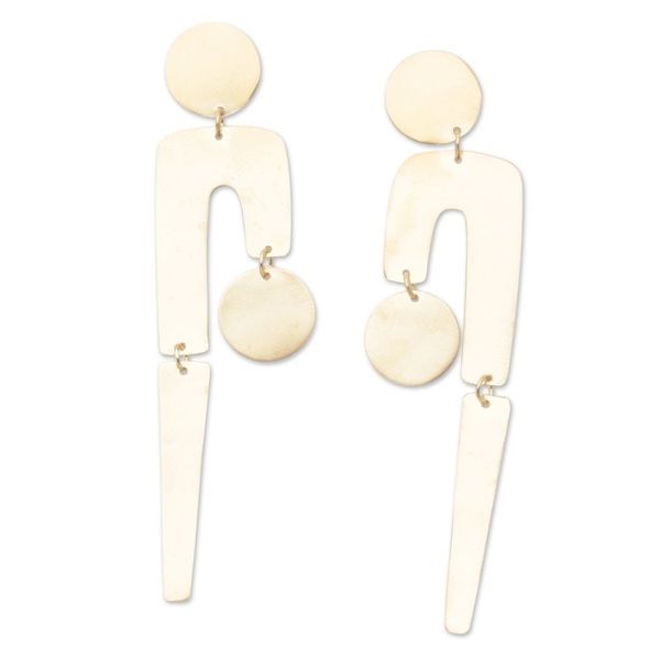 Alternate image for 22k Gold-plated Modern Dangle Earrings Hand-crafted in Bali Fancy Fantastic