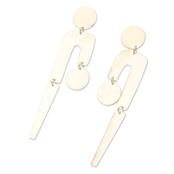 Alternate image for 22k Gold-plated Modern Dangle Earrings Hand-crafted in Bali Fancy Fantastic