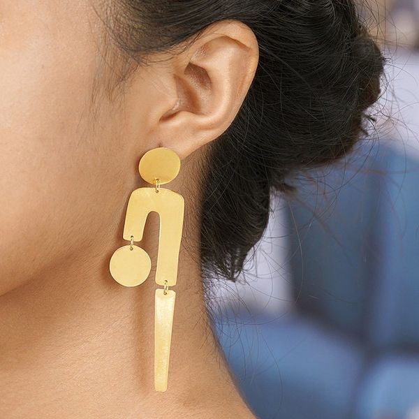 Alternate image for 22k Gold-plated Modern Dangle Earrings Hand-crafted in Bali Fancy Fantastic