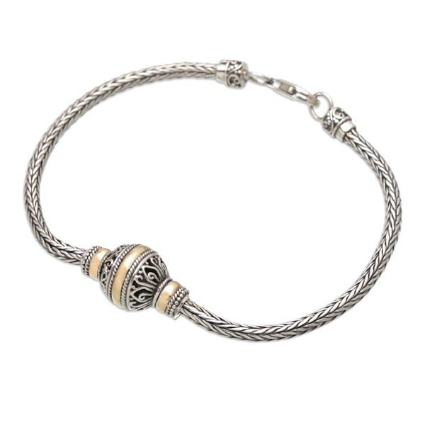 Alternate image for 18k Gold-Accented Sterling Silver Pendant Bracelet from Bali Round the Twist