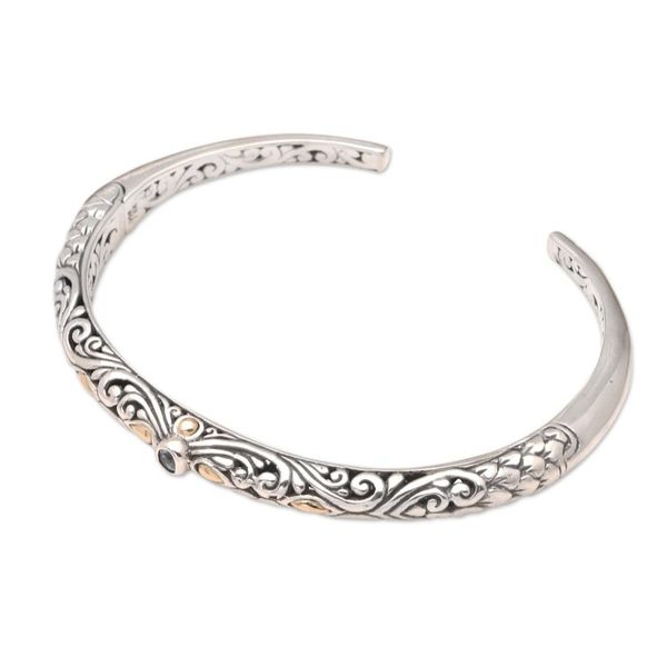 Alternate image for Handmade Sterling Silver Blue Topaz Cuff Bracelet from Bali Radiant Woman