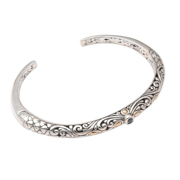 Alternate image for Handmade Sterling Silver Blue Topaz Cuff Bracelet from Bali Radiant Woman