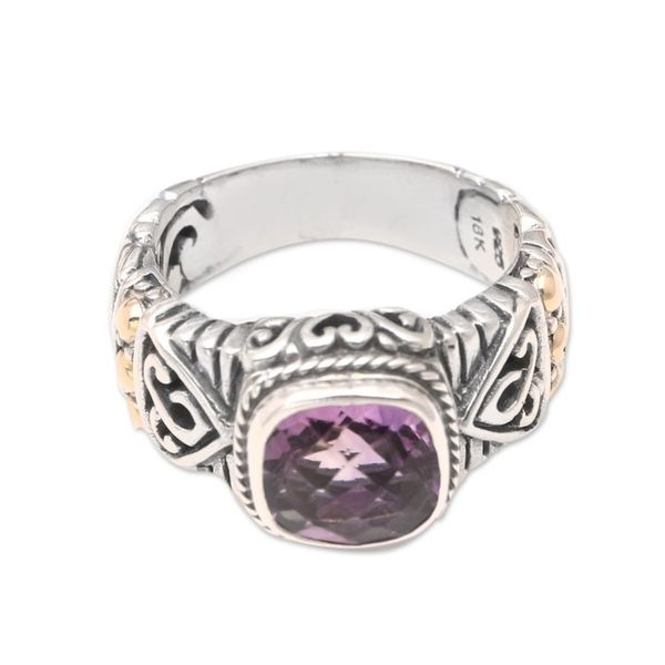 Alternate image for Gold-Accented Amethyst Single Stone Ring Magic Jungle