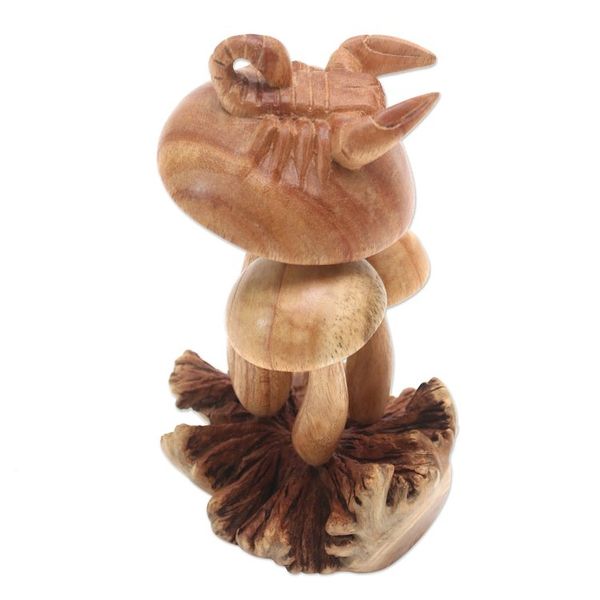 Alternate image for Mushroom Motif Wood Sculpture Fierce Scorpion