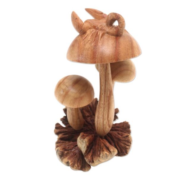 Alternate image for Mushroom Motif Wood Sculpture Fierce Scorpion