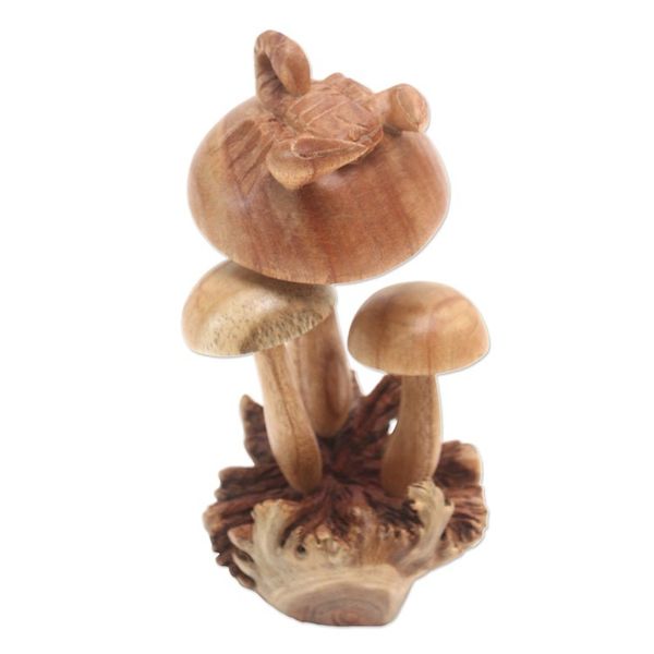 Alternate image for Mushroom Motif Wood Sculpture Fierce Scorpion