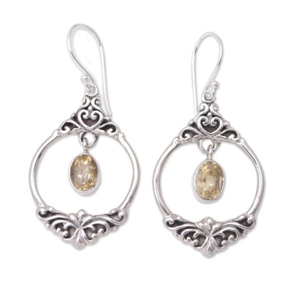 Alternate image for Citrine and Sterling Silver Dangle Earrings Crafted in Bali Daylight Miracle