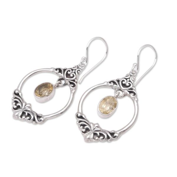 Alternate image for Citrine and Sterling Silver Dangle Earrings Crafted in Bali Daylight Miracle