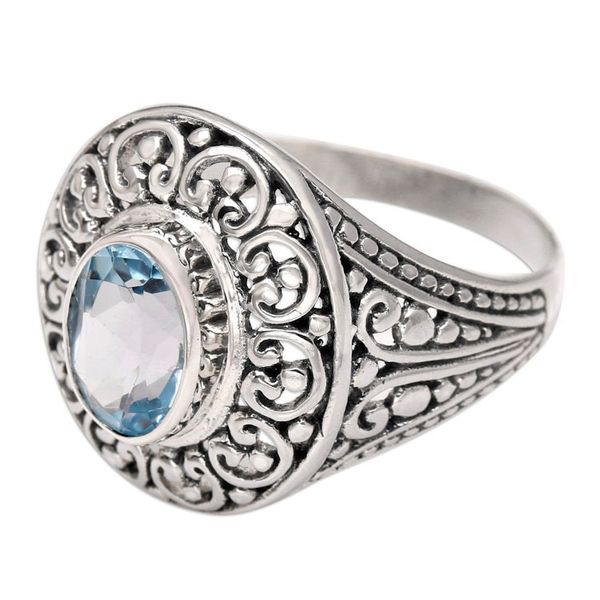Alternate image for Artisan Crafted Blue Topaz Ring Bali Idyll