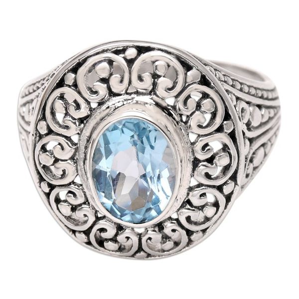 Alternate image for Artisan Crafted Blue Topaz Ring Bali Idyll