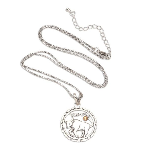 Alternate image for 18k Gold-Accented Taurus Pendant Necklace from Bali Sparkling Taurus