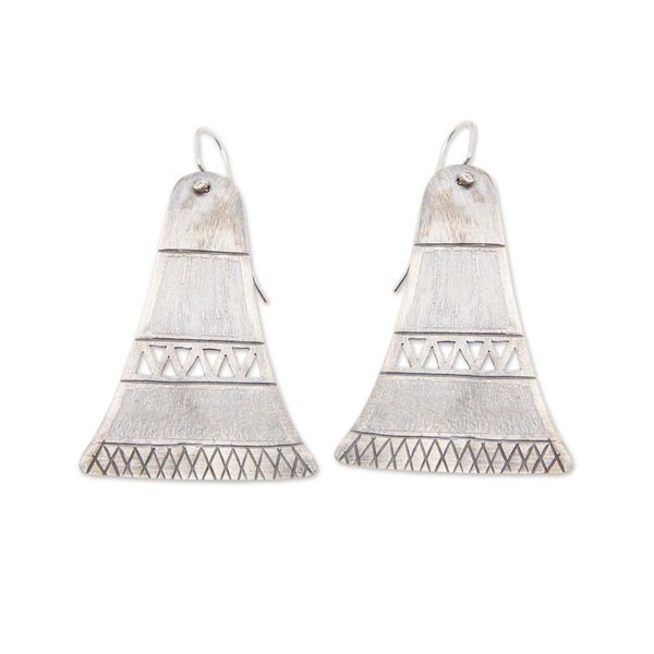 Alternate image for Oxidized Sterling Silver Earrings Ancient Bell