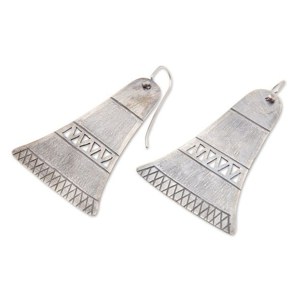 Alternate image for Oxidized Sterling Silver Earrings Ancient Bell