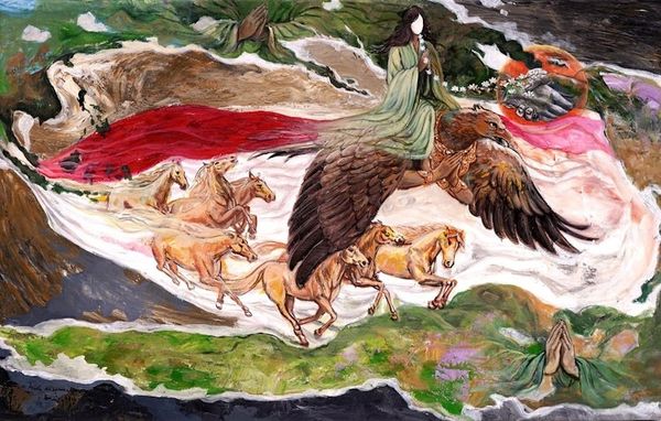 Alternate image for Surrealist Naturalism Painting on Canvas from Bali Prayer for Peace from Remote..