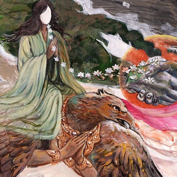 Alternate image for Surrealist Naturalism Painting on Canvas from Bali Prayer for Peace from Remote..