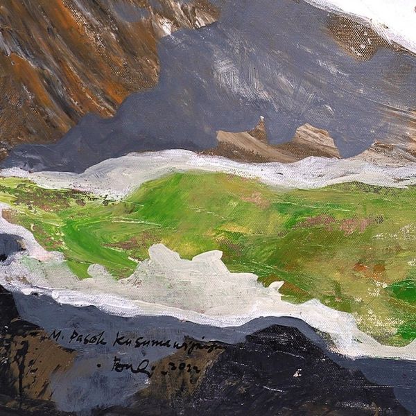Alternate image for Surrealist Naturalism Painting on Canvas from Bali Prayer for Peace from Remote..