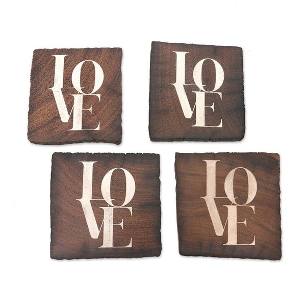Alternate image for Reclaimed Ironwood Love Coasters Set of 4 Sip of Love
