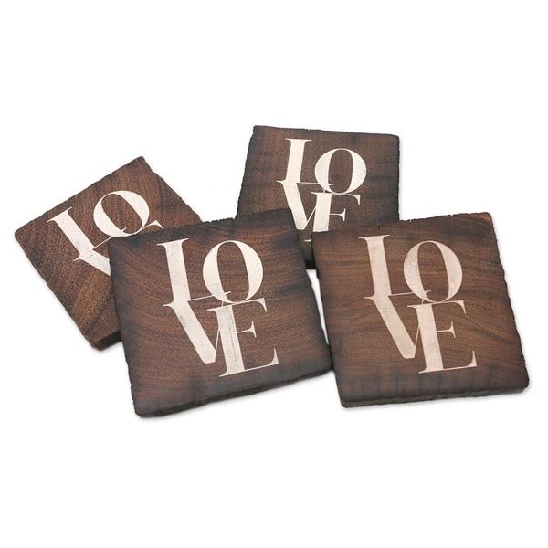 Alternate image for Reclaimed Ironwood Love Coasters Set of 4 Sip of Love