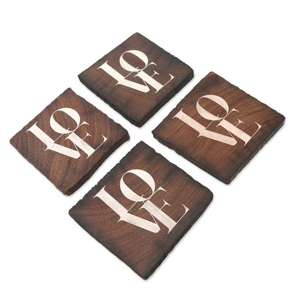 Alternate image for Reclaimed Ironwood Love Coasters Set of 4 Sip of Love