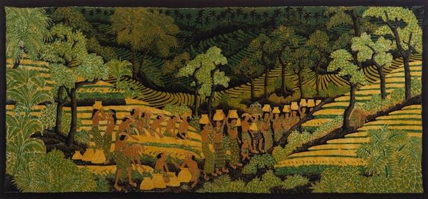 Alternate image for Bali Rice Harvest Unique Cotton Batik Painting Tegalalang Harvest