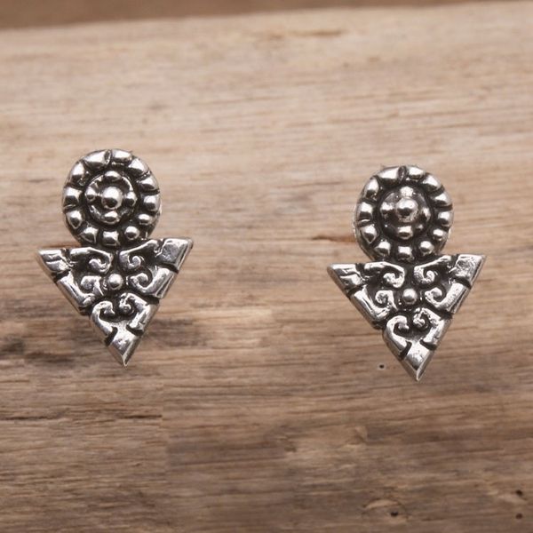 Alternate image for Hand Made Sterling Silver Stud Earrings Times Arrow