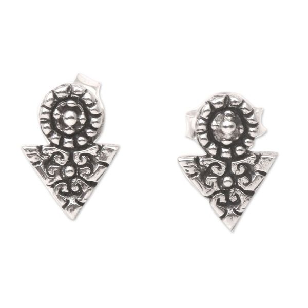 Alternate image for Hand Made Sterling Silver Stud Earrings Times Arrow