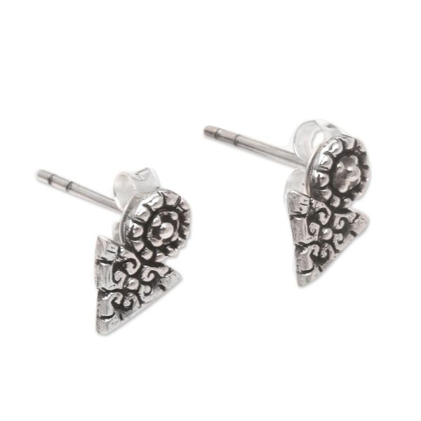 Alternate image for Hand Made Sterling Silver Stud Earrings Times Arrow