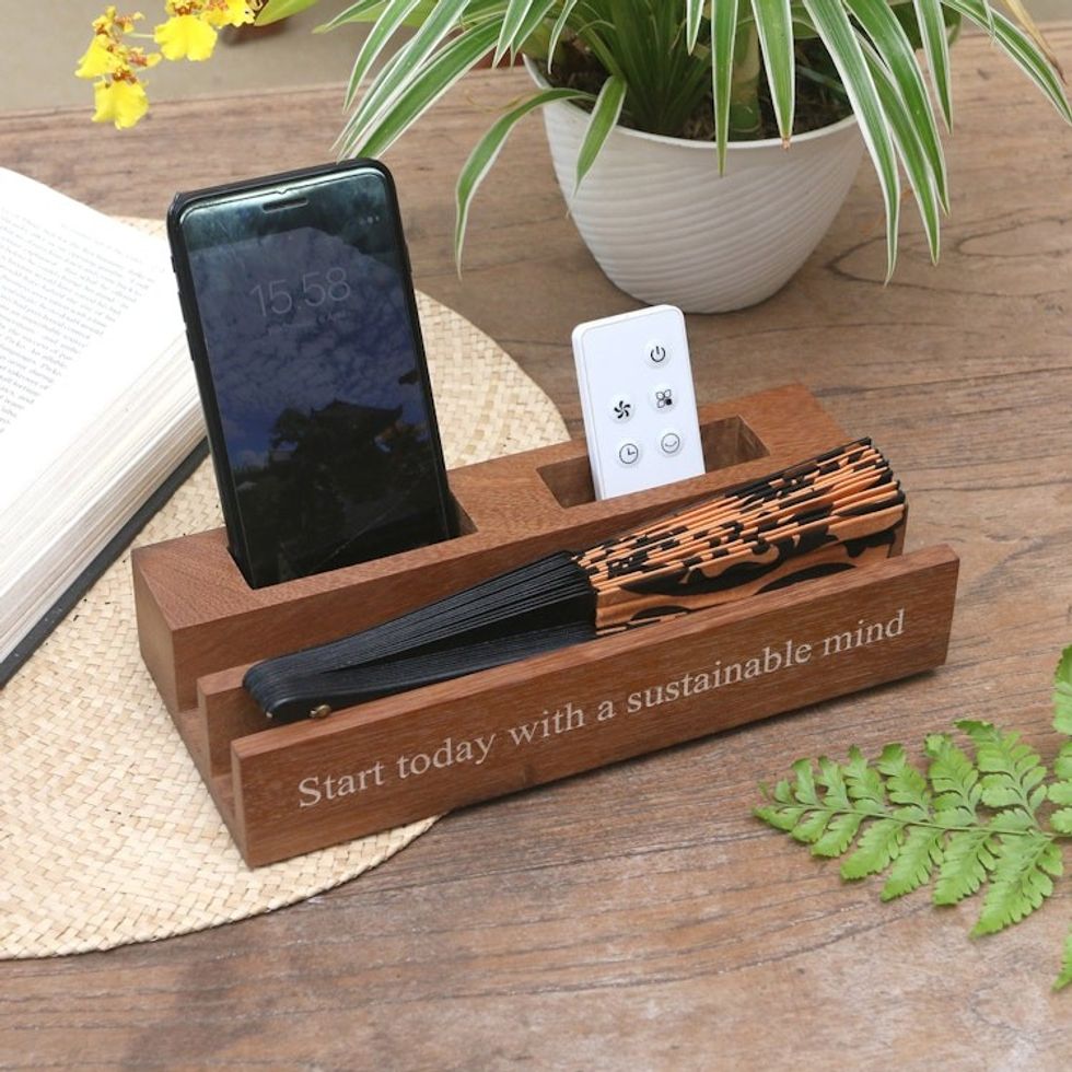 Eco-Friendly Reclaimed Wood Desk Organizer 'Sustainable Mind'