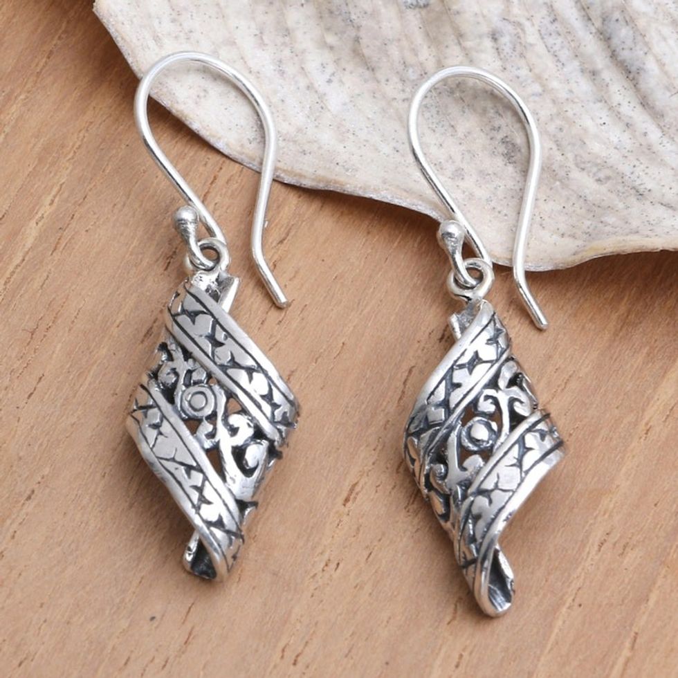Hand Crafted Sterling Silver Dangle Earrings 'The Great Curve'