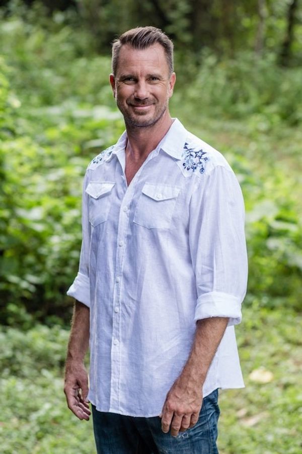 Alternate image for Mens Hand-Embroidered Shirt with Floral Motif Calm Under Pressure